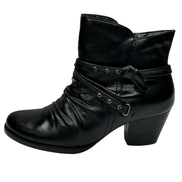 Bare Traps Black Ankle Boots Size 7.5 Side Zip 2” Block Heel Vegan Leather - Picture 3 of 10